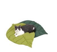 SSDHUA Colchón para Gatos con Forma de Hoja, Nido de Gato y Perro, Doble Cara, Disponible para Suelo, cálido y cómodo, Cama de Gato de Dibujos Animados, Accesorios cálidos para Interiores (Hojas)