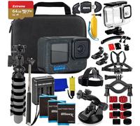 SSE GoPro HERO12 (Hero 12) Bundle - Incluye: tarjeta de memoria microSD Extreme de 64 GB, 3 baterías de repuesto, cargador de batería doble, carcasa subacuática, trípode, funda de transporte y mucho