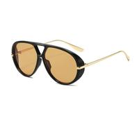 SSFVTTL Gafas de sol de gran tamaño con doble puente para hombre, gafas de sol retro, gafas de moda para mujer, gafas UV400 para hombre, negro, marrón claro
