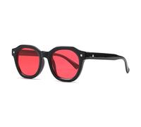 SSFVTTL Gafas de sol de lujo de gran tamaño para mujer y hombre, estilo vintage, con montura grande, estilo punk, con remaches, UV400 (negro y rojo)