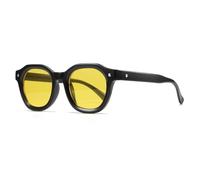 SSFVTTL Gafas de sol de lujo de gran tamaño para mujer y hombre, estilo vintage, con montura grande, estilo punk, con remaches, UV400 (negro y amarillo)