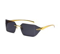 SSFVTTL Gafas de sol de lujo para hombre con lentes curvas de moda, sin marco, con sensación avanzada de luz, doradas y negras