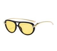 SSFVTTL Gafas de sol de lujo para mujer, estilo ovalado, con protección UV400, para hombre (negro y amarillo)