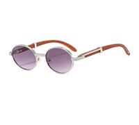 SSFVTTL Gafas de sol de lujo redondas vintage para mujer y hombre, montura pequeña, gafas de sol ovaladas, lentes negras clásicas para mujer, gafas con protección UV400, plateadas y grises