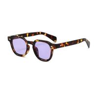 SSFVTTL Gafas de sol de moda color caramelo para mujer, UV400, estilo retro, con remaches de leopardo para hombre (morado leopardo).