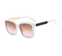 SSFVTTL Gafas de sol de moda con montura grande y decoración para hombre y mujer, UV400 (blancas)