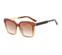 SSFVTTL Gafas de sol de moda con montura grande y decoración para hombre y mujer, UV400 (marrón)