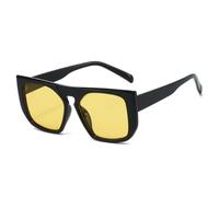 SSFVTTL Gafas de sol de moda para mujer, estilo retro, amarillo, azul, UV400, para hombre, con estampado de leopardo (negro y amarillo).
