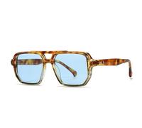 SSFVTTL Gafas de sol de moda populares para hombre, con degradado, UV400, remaches vintage, tendencia para mujer (azul ámbar)