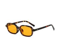 SSFVTTL Gafas de sol rectangulares pequeñas para mujer, moda, color caramelo, UV400, retro, para hombre (naranja leopardo)