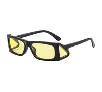 SSFVTTL Gafas de sol rectangulares vintage para mujer y hombre, estilo punk, populares, con montura triangular envolvente, de lujo, UV400 (negro y amarillo).