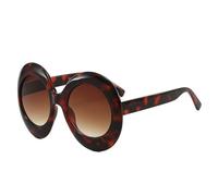 SSFVTTL Gafas de sol redondas de gran tamaño para mujer, gafas vintage de lujo con montura grande y ovaladas (C2LeopardBrown)