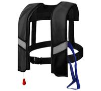 Ssguopte Inflatable Life Jackets for Adults Automatic Inflation 150N Nylon Adjustable Buckle Swim Vest with Reflective Strips & Whistle Extra Tube Portable Life Vest (One Size, Black)