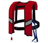 Ssguopte Inflatable Life Jackets for Adults Automatic Inflation 150N Nylon Adjustable Buckle Swim Vest with Reflective Strips & Whistle Extra Tube Portable Life Vest (One Size, Red)