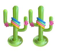 Ssguopte Juegos para Fiestas en la Piscina, 2pcs Cactus Inflable PVC con 8 Anillos inflables y 1 Bomba de Aire para Suministros de Fiesta en la Piscina de Verano