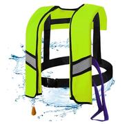 Ssguopte Life Jackets Automatic Inflation 150N Nylon Adjustable Buckle Swim Vest with Reflective Strips & Whistle Extra Tube Portable Water Sports Life Vest for Adults, Kids (One Size, Green)
