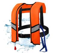 Ssguopte Life Jackets Automatic Inflation 150N Nylon Adjustable Buckle Swim Vest with Reflective Strips & Whistle Extra Tube Portable Water Sports Life Vest for Adults, Kids (One Size, Orange)