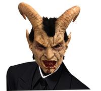 Ssguopte Máscara de demonios Realista Full Full Animal Skull Mask with Hair & Bloody Mouth & Ears especiales Decoraciones de Halloween para adultos