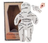 Ssguopte Voodoo Dolls 8.5x5.1'' White Polyester Cotton Scary Doll with Uneasy Printings Creepy Doll Revenge Negtive Horror Dolls for Emotional Release