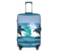 SSGVLPTO Delfines en el mar 1 impresión Anti-arañazos Equipaje Cubierta, Maleta Protectora Equipaje, Lavable Cubierta Equipaje, blanco, X-Large, Color blanco., XL