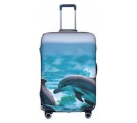 SSGVLPTO Funda protectora de equipaje con estampado de delfines en el mar, antiarañazos, funda protectora para equipaje, lavable, Blanco, S