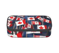 SSGVLPTO Organizador de papelería con estampado de banderas canadienses pequeñas, estuche grande con doble cremallera, estuche portátil para lápices