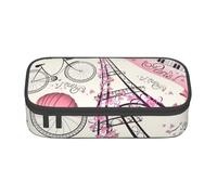 SSGVLPTO The Paris Tower and a Bicycle - Organizador de papelería con impresión de bicicleta, estuche grande con doble cremallera, estuche portátil para lápices