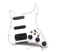 SSH Cargado Precableado Scratchplate Coil Splitting 2 Humbucker 4 Coil Pickguard Pickup Con Single Cut Switch Pickup (Color : White with Bk)