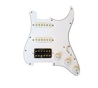 SSH Loaded Strat Pickguard Set Alnico 5 Pickups 3 Ply Pickguard Push-pull Interruptor apto para Fender Stratocaster (blanco)