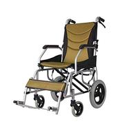 SSHHI LY Silla de ruedas de aleación de aluminio, con propulsión plegable y freno de mano? Andador portátil, adecuado para personas mayores y discapacitadas Cómodo/marrón/Como se muestra