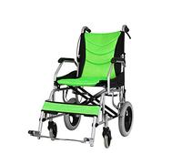 SSHHI LY Silla de ruedas de aleación de aluminio, con propulsión plegable y freno de mano? Andador portátil, adecuado para personas mayores y discapacitadas Cómodo/verde/Como se muestra