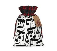 SSIMOO Black Music Note Chic - Bolsas de regalo de Navidad con cordón, bolsas de arpillera de retazos, reutilizables
