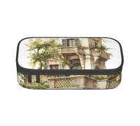 SSIMOO Blue Fly Dragonfly - Estuche de tela Oxford para lápices, bolsa de almacenamiento de escritorio, bonito estuche para lápices, Edificio antiguo con rama de olivo romana y griego, Talla única