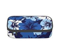 SSIMOO Blue Hibiscus - Estuche de tela Oxford para lápices, bolsa de almacenamiento para escritorio, bonito estuche para lápices, Hibisco azul, Talla única