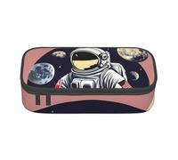 SSIMOO Blue Parrot Hugging 1 estuche de tela Oxford, organizador de papelería de gran capacidad, bolsa portátil con cremallera, Astronaut on the Moon 1, Talla única