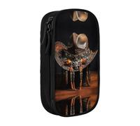 SSIMOO Boat On The Beach - Estuche de tela Oxford con cremallera, bolsa de almacenamiento de papelería, ideal para viajes, bonito y funcional, American West Rodeo Hat1, Talla única