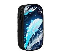 SSIMOO Bolsa de almacenamiento de tela Oxford con diseño de flores y mariposas, estuche duradero con cremallera, ideal para viajes, Ballena animal azul profundo, Talla única