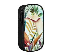 SSIMOO Bolsa de almacenamiento de tela Oxford con diseño floral de perro, estuche duradero con cremallera, ideal para viajes, Hojas tropicales de verano, Talla única