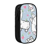 SSIMOO Bolsa de almacenamiento de tela Oxford de Papá Noel con dibujos animados navideños, estuche duradero con cremallera, ideal para viajes, Corazón de alpaca de dibujos animados, Talla única