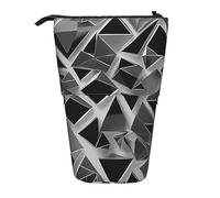 SSIMOO Bolsa de almacenamiento expandible con la bandera de Arizona, estuche de papelería con cremallera, organizador de escritorio de oficina, Figura geométrica plateada, Talla única