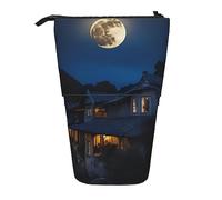 SSIMOO Bolsa de almacenamiento expandible Full Moon In Night, estuche de papelería con cremallera, organizador de escritorio de oficina