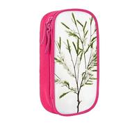 SSIMOO Bolsa de almacenamiento para artículos de papelería de tela Oxford, con cremallera, ideal para viajes, Planta natural blanca y verde ramita (1), Talla única