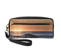 SSIMOO Bolsa de maquillaje de viaje con estampado de aviones para guardar cosméticos y artículos esenciales de belleza, Últimos rayos de sol sobre las olas del mar, Talla única