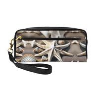 SSIMOO Bolsa de maquillaje de viaje con estampado de calavera de toro para guardar cosméticos y artículos esenciales de belleza, Estrella de mar de concha de playa, Talla única