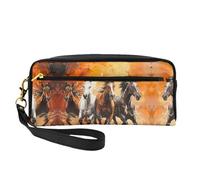 SSIMOO Bolsa de maquillaje de viaje con estampado de helado de muchos colores para guardar cosméticos y artículos esenciales de belleza, Arte corriendo de caballos, Talla única