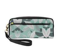 SSIMOO Bolsa de maquillaje de viaje con estampado de limones para guardar cosméticos y artículos esenciales de belleza, Hojas de color gris menta, Talla única