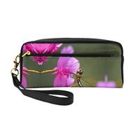 SSIMOO Bolsa de maquillaje portátil con estampado de escamas de sirena, compañero de viaje perfecto, diseñado para múltiples usos, Libélula en la flor, Talla única