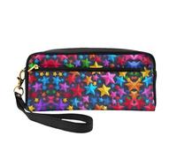 SSIMOO Bolsa de maquillaje portátil con estampado de pastel de flores de arco iris, perfecto compañero de viaje, diseñado para múltiples usos, Estrellas de color, Talla única