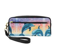 SSIMOO Bolsa de maquillaje portátil con estampado de peces reales, compañero de viaje perfecto, diseñado para múltiples usos, Dolphins in Love1, Talla única