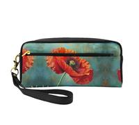 SSIMOO Bolsa de maquillaje portátil con estampado de planetas universales, compañero de viaje perfecto, diseñado para múltiples usos, Flor de amapola, Talla única